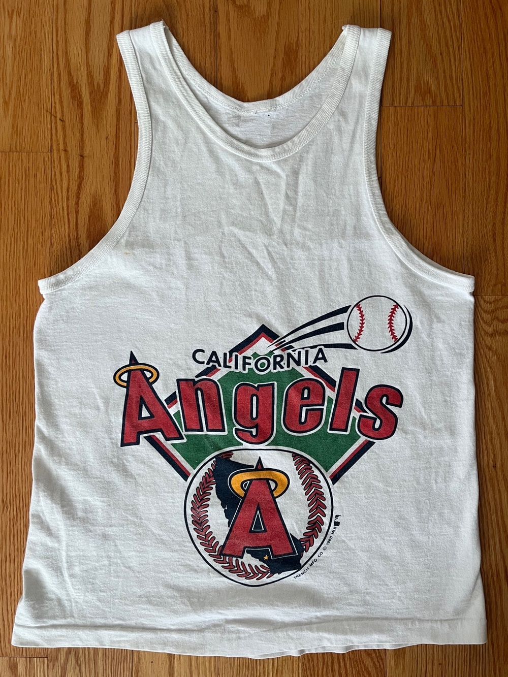 Vintage 80s California Angels MLB Graphic Tank Top White Single Stitch
